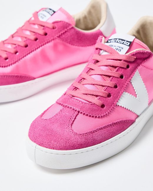 Victoria Pink Berlin Serraje & Nylon Fuchsia Trainers, Size Uk 3