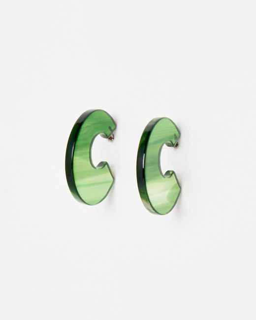 Oliver Bonas Green Ruby Mini Resin Circular Hoop Earrings