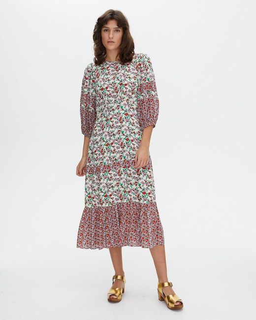 Oliver Bonas Sister Ditsy Floral Print Midi Dress in Red | Lyst