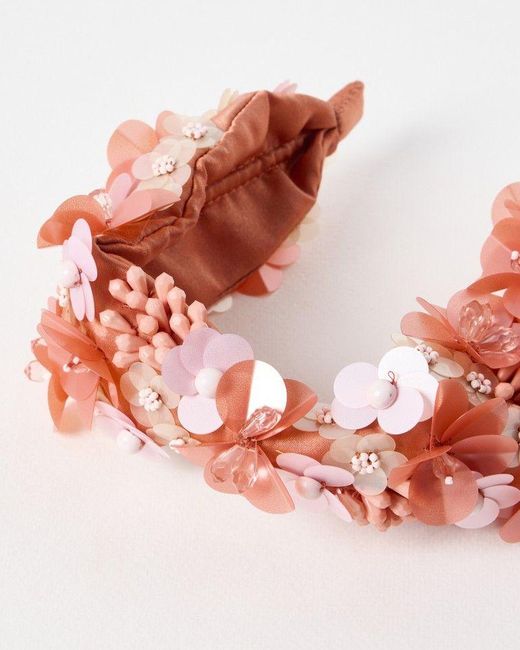 Oliver Bonas Magnolia Pink & Flowers Knot Headband