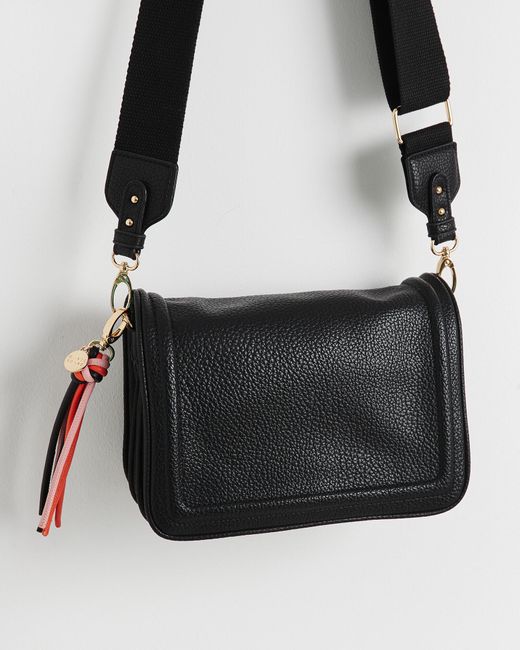 Black Crossbody Bag With Wide Strap