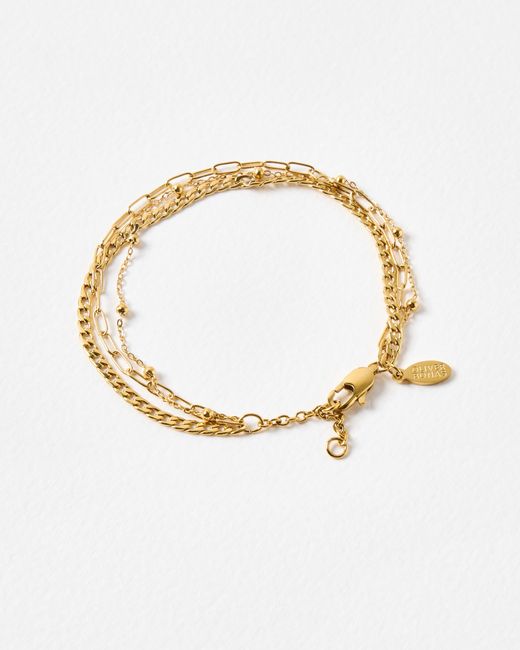 Oliver Bonas Metallic Celine Tone Waterproof Triple Row Chain Bracelet