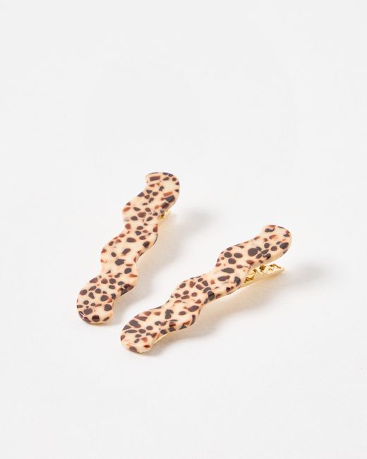 Oliver Bonas White April Speckled Resin Wavy Hair Clips Set Of Two