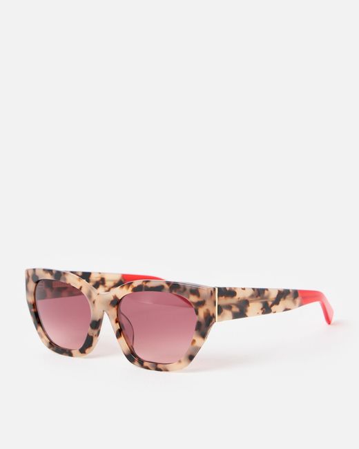 Oliver Bonas Pink Milky Faux Tortoiseshell Angled Cat Eye Acetate Sunglasses