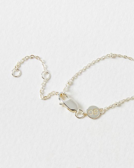 Oliver Bonas White Odette Oval Amethyst Silver Pendant Necklace