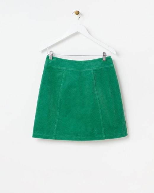 Oliver Bonas Green Corduroy Mini Skirt, Size 6