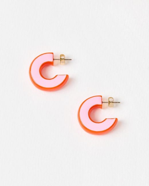 Oliver Bonas Gianna & Orange Mini Chunky Resin Hoop Earrings