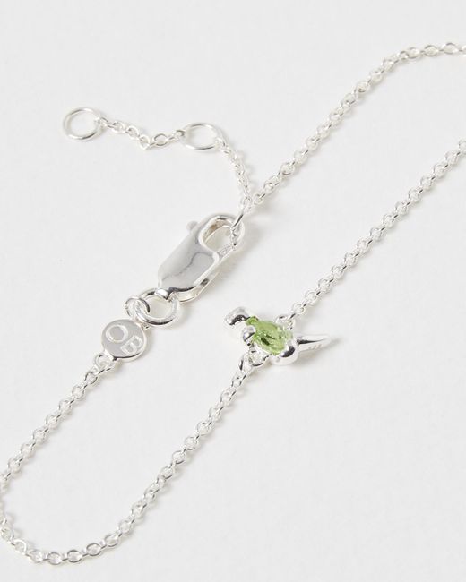Oliver Bonas Natural Tyra T Rex Peridot Silver Chain Bracelet