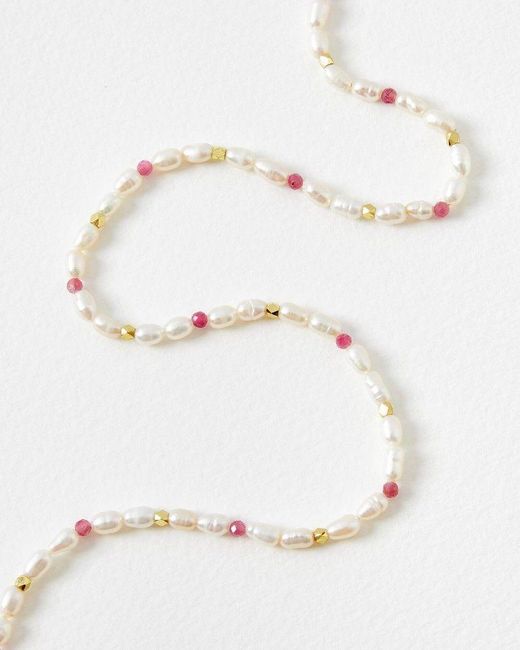 Oliver Bonas Natural Melody Pearl & Stone Beaded Collar Necklace