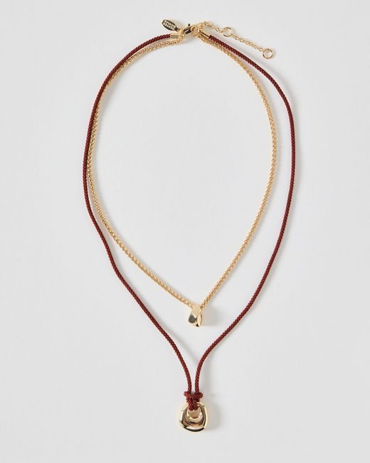 Oliver Bonas White Samie Cord Layered Pendant Necklace