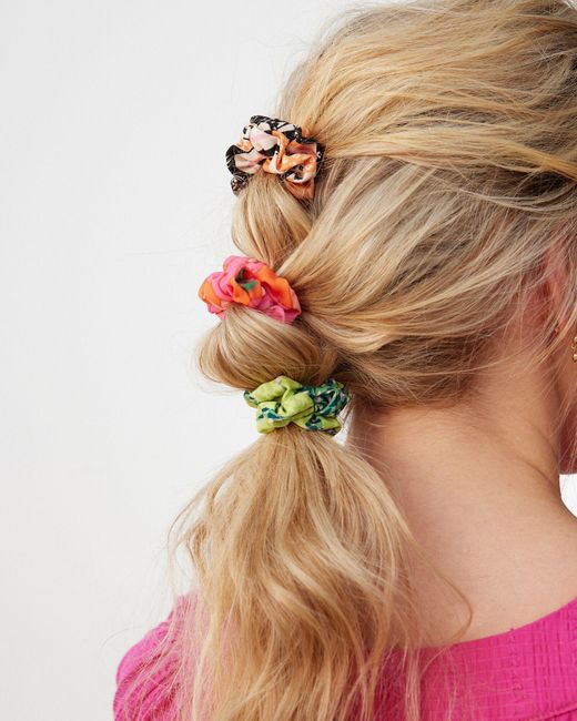 Oliver Bonas Multicolor Printed Hair Scrunchies Set Of Three