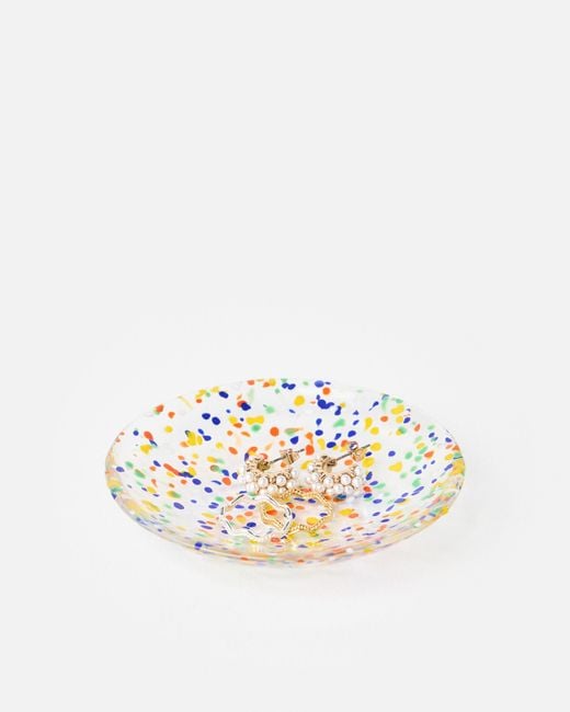 Oliver Bonas White Azul Spot Glass Ring Dish
