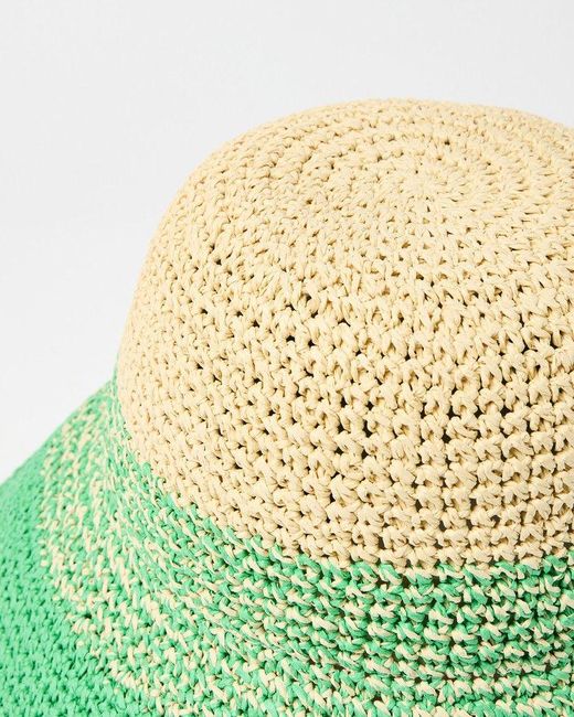 Oliver Bonas Green Ombre Straw Bucket Hat