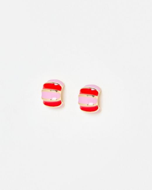 Oliver Bonas Kyra & Red Striped Enamel Hoop Earrings