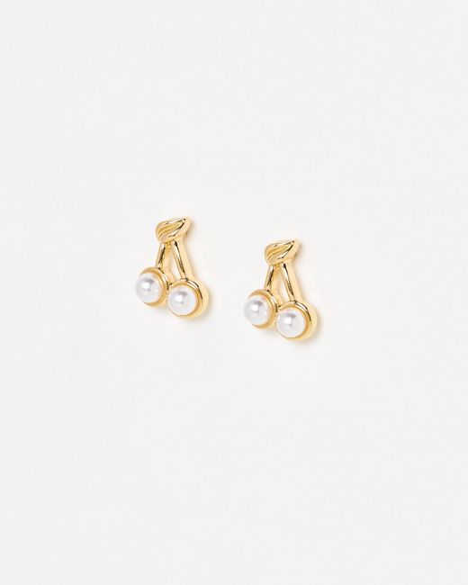 Oliver Bonas White Cherry Mini Faux Pearl Stud Earrings