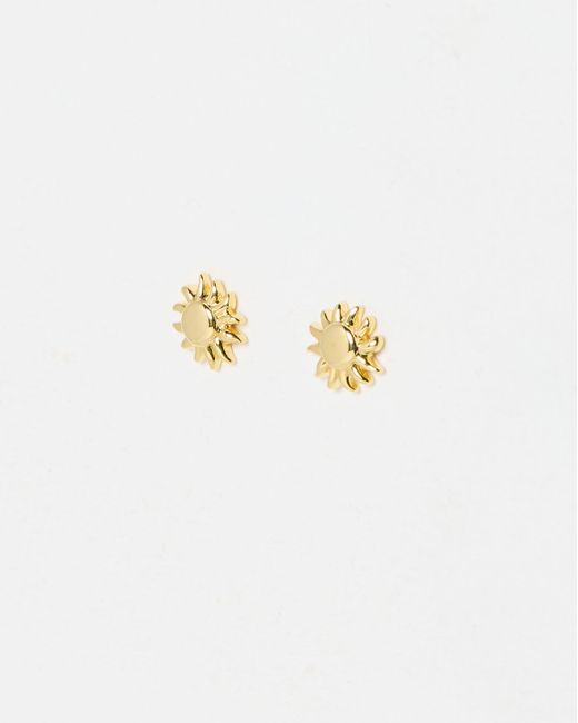 Oliver Bonas White Elio Sun Small Stud Earrings