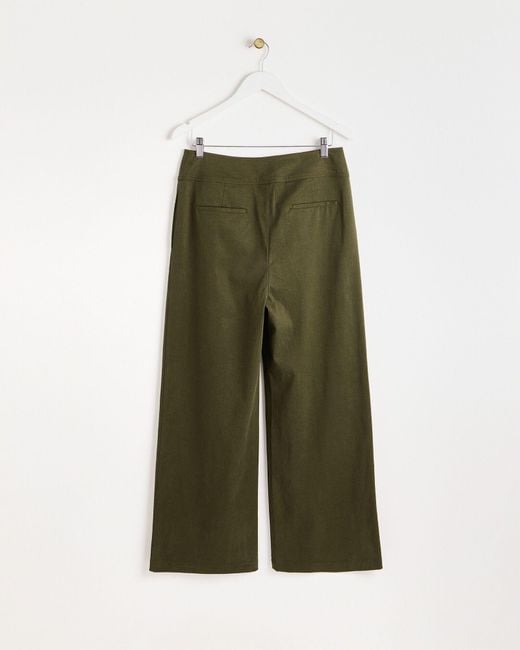 Oliver Bonas Green Khaki Basque Wide Leg Trousers, Size 6