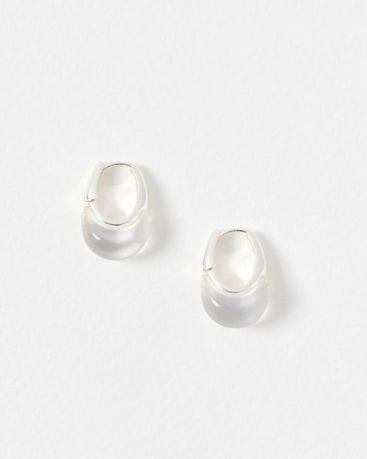 Oliver Bonas White Hebe Clear Resin Inlay Tone Hoop Earrings