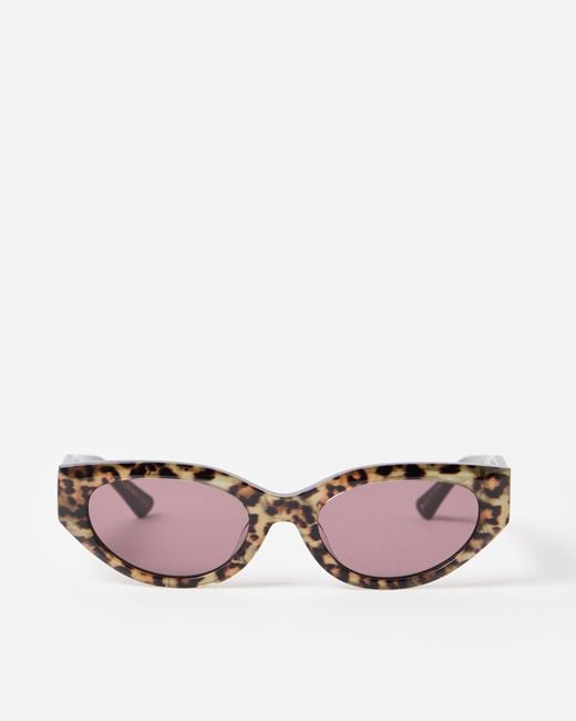 Oliver Bonas Pink Animal Print Cat Eye Acetate Sunglasses