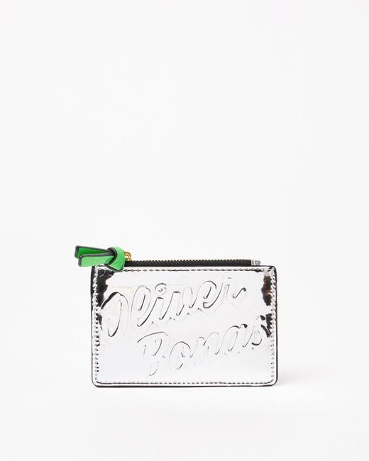 Oliver Bonas White Mya Metallic Ob Zipped Card Holder