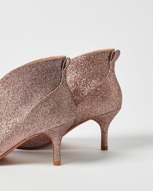 Oliver Bonas Shoe The Bear Valentine Gold Glitter Heeled Boots in Brown