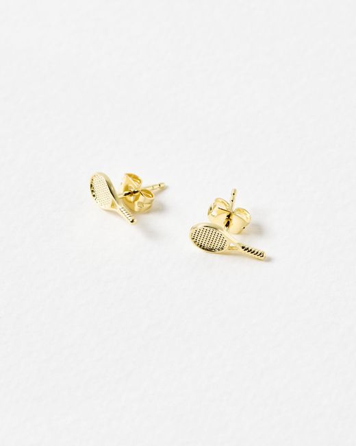 Oliver Bonas White Aryna Tennis Racket Stud Earrings