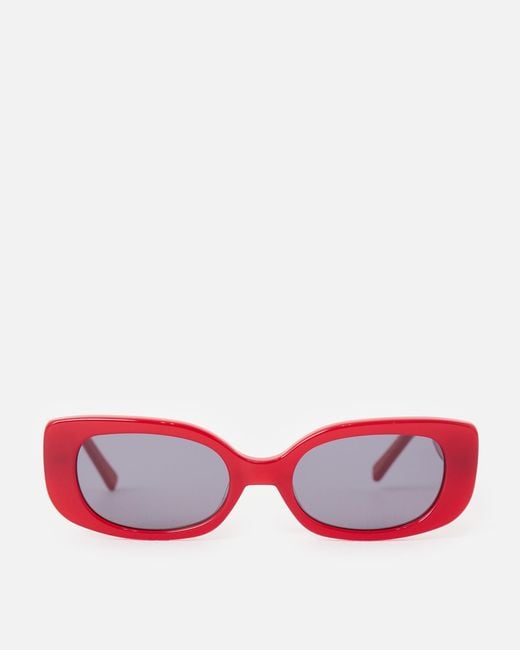Oliver Bonas Red Oval Acetate Sunglasses