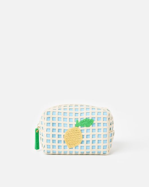 Oliver Bonas Blue Lemon Crochet Makeup Bag