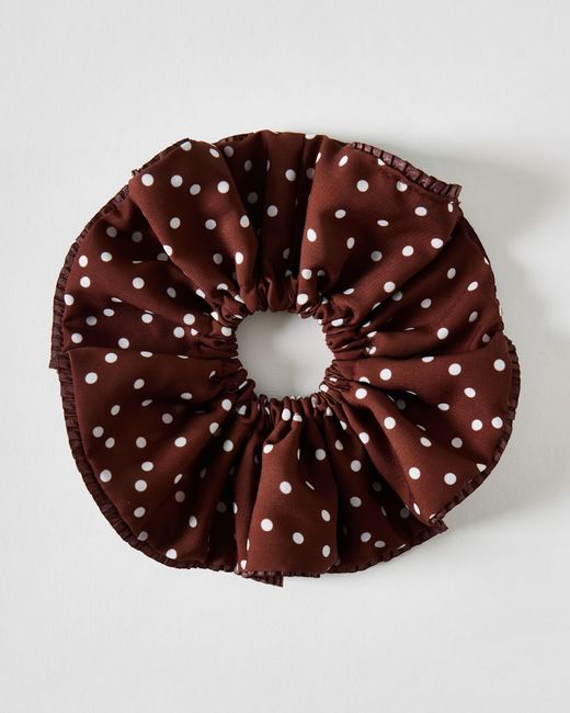 Oliver Bonas Brown Vivienne Polka Dot Scrunchie