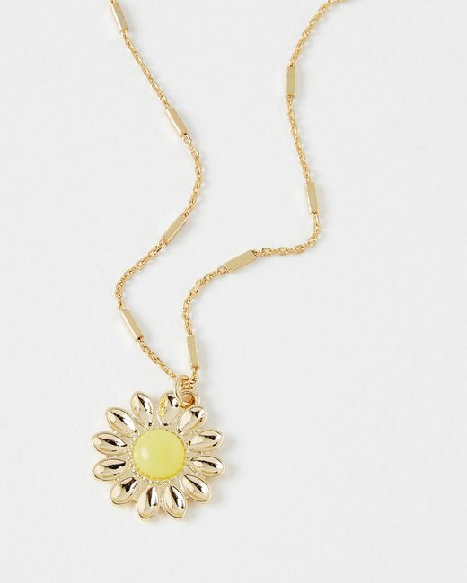 Oliver Bonas Metallic Freya Flower Pendant Necklace