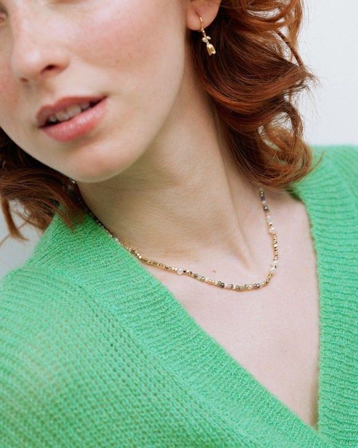 Oliver Bonas White Sereia Glass Beaded & Faux Pearl Short Necklace