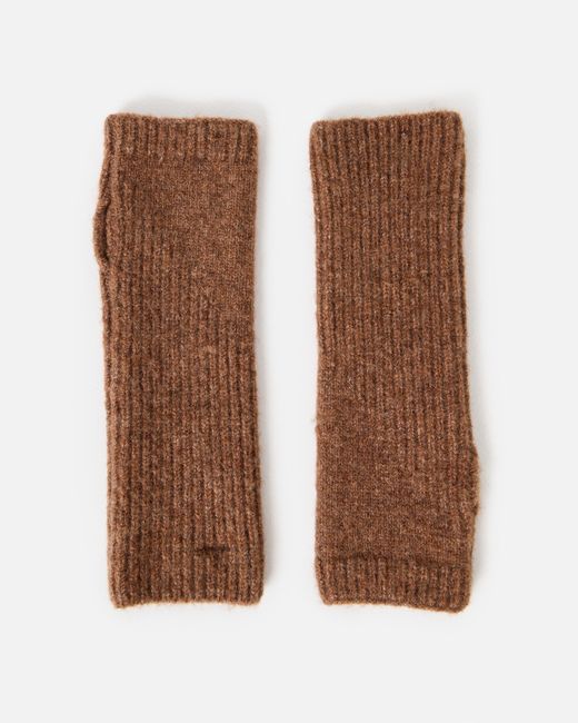 Oliver Bonas Brown Mocha Ribbed Knitted Wrist Warmers