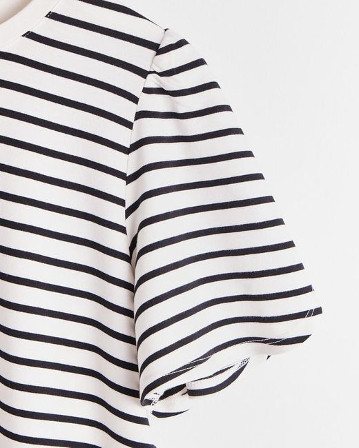 Oliver Bonas Blue & White Stripe Flutter Sleeve Jersey Top