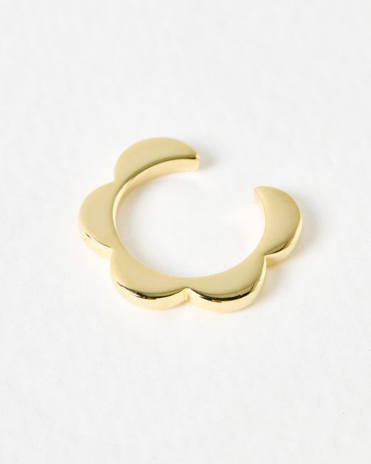 Oliver Bonas White Senna Scalloped Flower Ear Cuff
