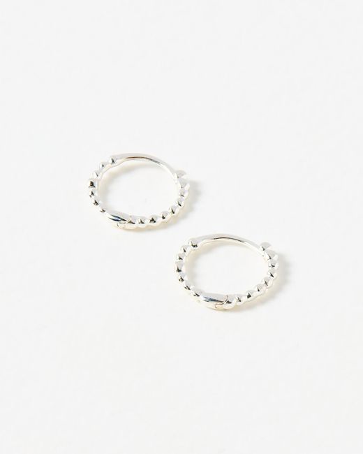 Oliver Bonas White Yara Ball Huggie Earrings