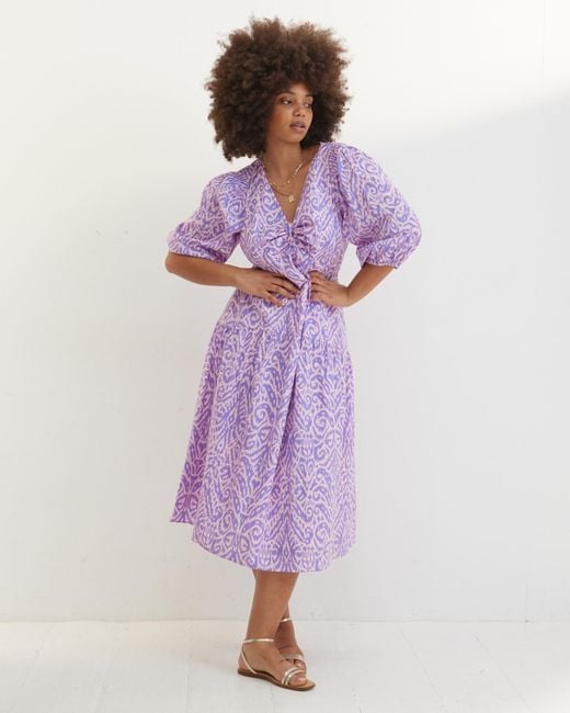Oliver Bonas Abstract Animal Print Lilac Purple Midi Dress Size 6 Lyst UK