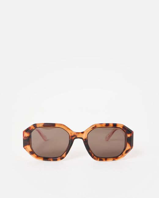 Oliver Bonas Faux Tortoiseshell & Pink Hexagonal Sunglasses