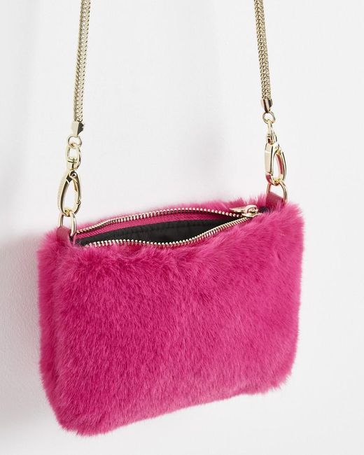 Oliver Bonas Faux Fur Crossbody Bag in Pink Lyst