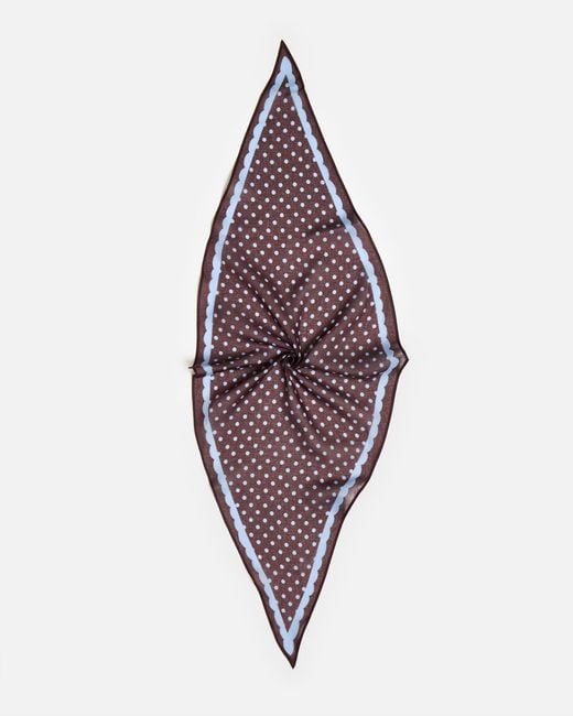 Oliver Bonas Purple Chocolate & Blue Polka Dot Diamond Scarf