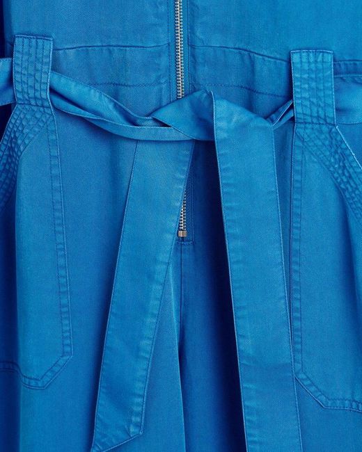 Oliver Bonas Blue Zipper Up Short Sleeve Jumpsuit