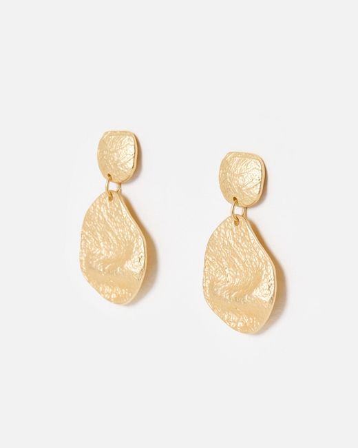 Oliver Bonas Metallic Amari Textured Tone Statement Earrings