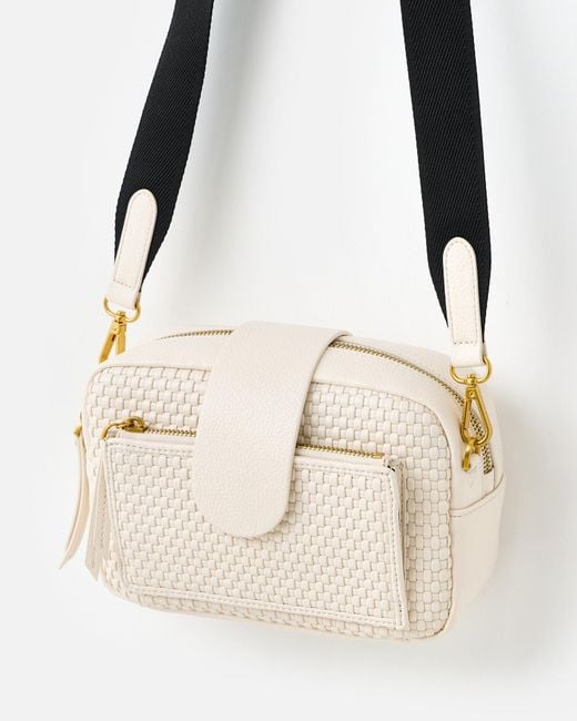 Oliver Bonas Natural Charlee Ecru Weave Crossbody Bag