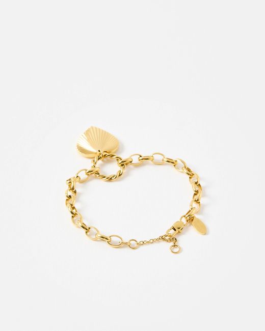 Oliver Bonas Metallic Louisa Etched Heart Tone Waterproof Chain Bracelet