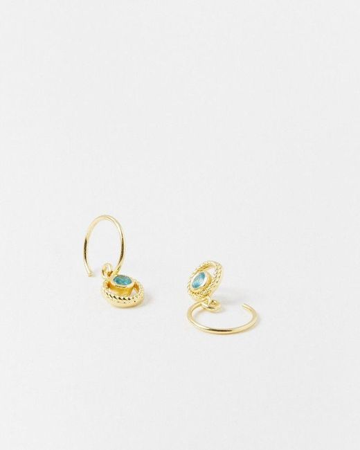 Oliver Bonas White Sarai Jade Gold Plated Hoop Earrings