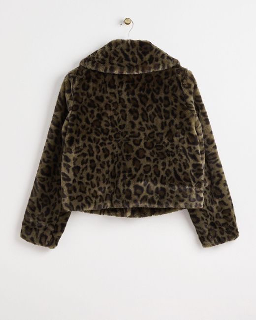 Oliver Bonas Black Animal Faux Fur Coat, Size 6