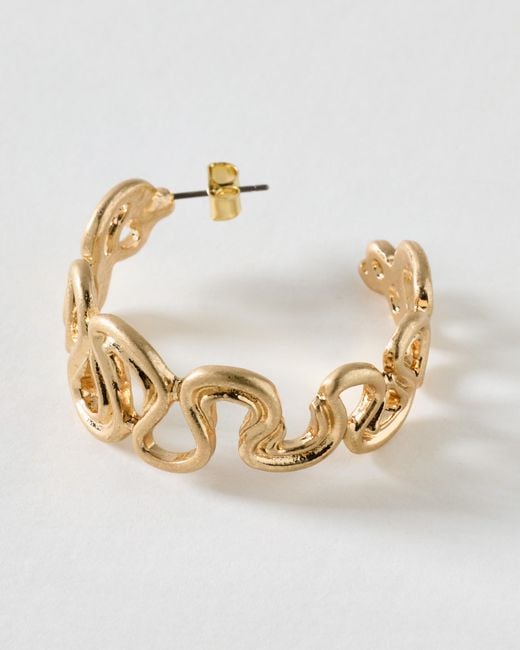 Oliver Bonas Metallic Gladys Wavy Brushed Metal Hoop Earrings