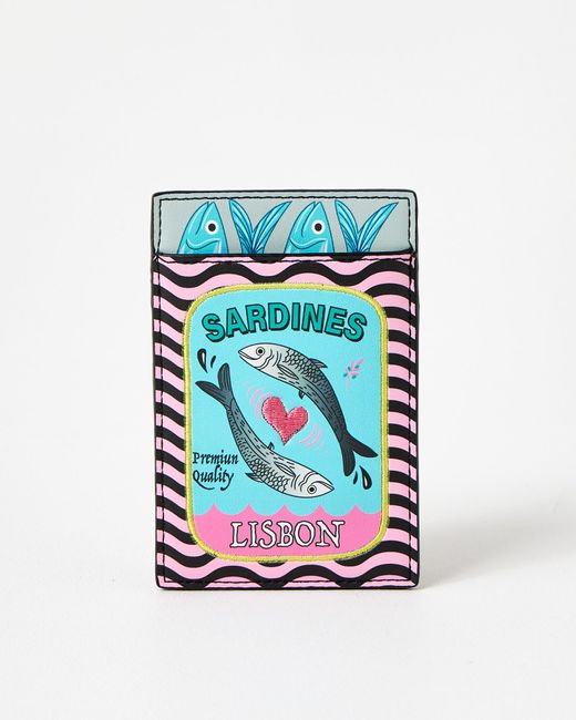 Oliver Bonas Blue Black & Pink Sardines Graphic Card Holder