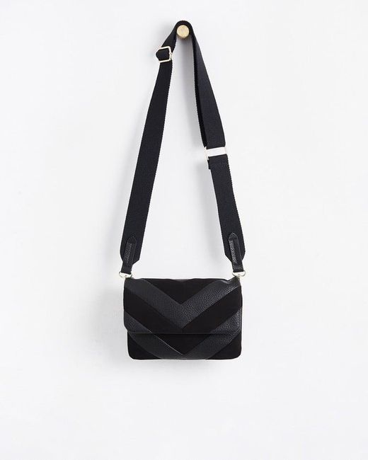 Oliver Bonas Kamie Fold Over Chevron Slouch Crossbody Bag Small in