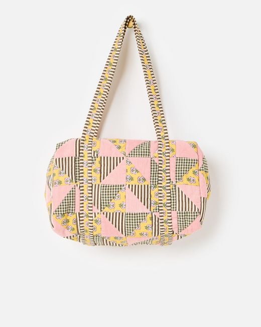 Oliver Bonas Metallic Emily & Brown Patchwork Corduroy Quilted Bag