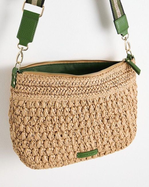 Oliver Bonas Metallic Paddie Crochet Raffia Tote Bag